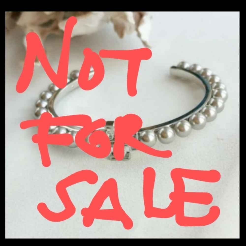 ❤️❤For @itsgot2go only ❤️❤️Tory Burch Silver Pearl Logo Embellished Cuff Bangle